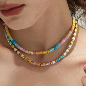 Chokers Bohemian Colorido Beads Colar para Mulheres Doces Gargantilha Moda Colar Pesado Feminino Jóias Clavícula Cadeia Colares Curtos 231115