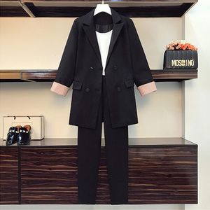 Women's Two Piece Pants Work Pant Suits OL 2 Set For Women Business Interview Suit Uniform Smil Blazer And Pencil Office Lady Cloth