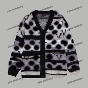 xinxinbuy Men designer Hoodie Sweatshirt Cardigan Colorful stripes wool long sleeve women red Black white gray XS-3XL