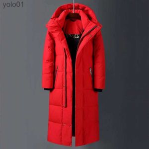 Men's Down Parkas Mens Women Brand Red X-Long Down Coats 2023 New Winter Over The Knee Thicken Warm Detachable Hat 's Jackets Canada Coat 5XLL231115