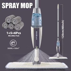 Ny spray mopp kvast set magiska platt moppar för golvhem rengöring verktyg kvastar hushåll med återanvändbara mikrofiber kuddar roterande mopp