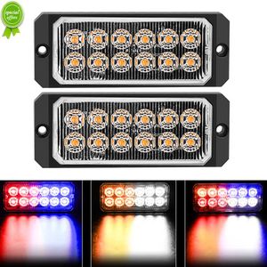 Nuovo 2 pezzi stroboscopi stroboscopici 12 LED Flash Light Auto 12-24 V Emergenza lampeggiante Indicatore laterale Barra luminosa Luci luminose costanti Rosso Blu