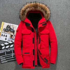 メンズダウンパーカス-30度冬のジャケットダウンパーカーホワイトダックダウンパーカスコート毛皮フード付き厚い暖かい風の装備の男性スノーオーバーコートs -xxxl 231115