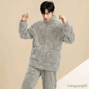 home Clothing Männlich Herbst Winter Nachtwäsche Herren Korallen Samt Pyjamas Verdicken Plüsch Flanell Hause Kleidung Set Mode Loungewear Anzug R231115