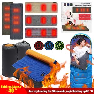 Outdoor Pads 4 5 7 Zones USB Heating Sleeping Mat Camping Mattress Insulation 3 Level Adjustable Electric Heated Mats Suppli 231114