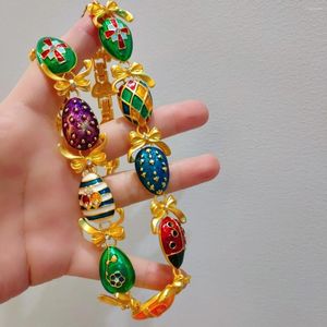 Chains Colorful Glazed Painted Pottery Multi-Picture Art Necklace All-Matching Women's