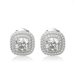 Studörhängen 1CT Certifierad Moissanite för kvinnor Platinumplätering 925 Sterling Silver Diamond Ear Studs Wedding Fine Jewelry