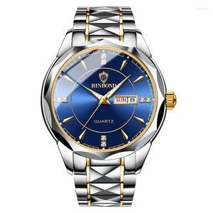 Relógios masculinos do Wristwatches Men Big Dial Blue Quartz Men Watches Sport Wristwatch Man Man Sçoeless Aço Business Week Data Relógio