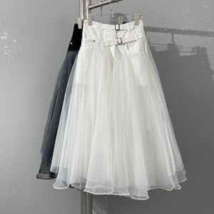 Юбки 2023SS Summer Luxury Women Высококачественная сетчатая лоскутная джинсовая юбка для Lady 2 Color ddxgz2 4.02