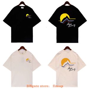 Tasarımcı Moda Giyim Erkek Tees Tshirt Rhude Rhude High Street Br Uyanış Renkli Hat Scrawl Signature Erkek Kadınlar Yaz Yuvarlak Boyun Kısa Kollu T-Shirt