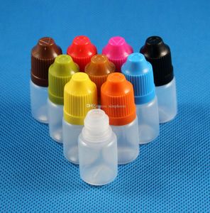 100 Pcs 5ml (1/6 oz) Plastic Dropper Bottles CHILD Proof Caps Tips LDPE For E Vapor Cig Liquid 5 ml