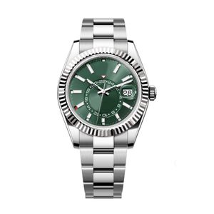 Sky Mens 시계 Caijiamin 자동 42mm 시계 에어 이중 회전 기능 날짜 904L 스테인리스 스틸 사파이어 박스와 함께 방수 DHGATE DHGATE