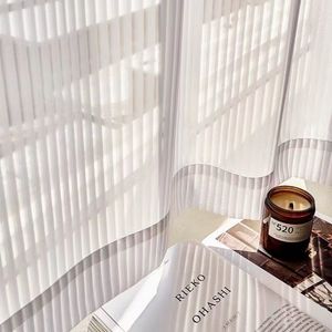 Curtain Vertical Blind Sheer Curtains Striped Chiffon Tulle LightTransparent Window For Living Room Bedroom 230414