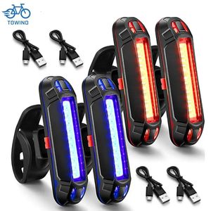 Bike Lights Bicycle Rear Light Waterproof USB Rechargeable LED Safety Warning Lamp Flashing Accessories Night Riding Cycling Taillight 231115