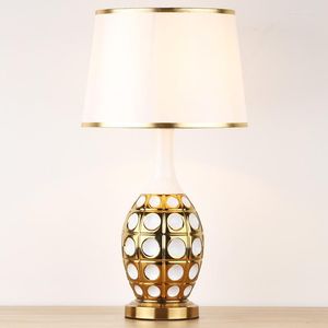 Table Lamps OURFENG Modern Bedside Lamp Ceramic Gold Desk Light LED Home Decorative For Living Room Office Bed