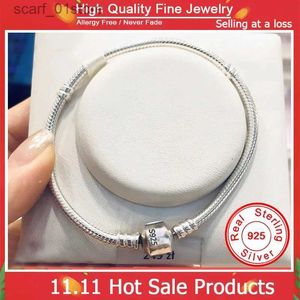 Kedjan berömd varumärke original certifierad 925 sterling silver armband för kvinnor diy charms pärlor orm länk kedja ic wrist smycken231115