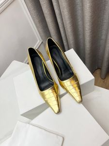 Designer The Row Shoes Classic Fashion Crocodile Print High Heels Business Shoes Wedding High Heels Storlek 35-40