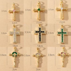 Charms Voleaf CZ Cross Charms hänge för halsband som gör kopparguldpläterat korsfix smycken levererar diy grossist bk vjc105 drop de dhsnd