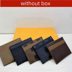 Fashion Card Holder Wallet Short Case Purse Quality Pouch Quilted Genuine Leather Womens Mens Purses Mens Key Ring Credit Coin Clutch Mini Bag Brown Canvas