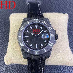 Relógio masculino rolaxs fábrica de alta qualidade eta3135 es relógios diw branco fibra carbono escudo modificado mecânico noobsuper clone chinês 40mm