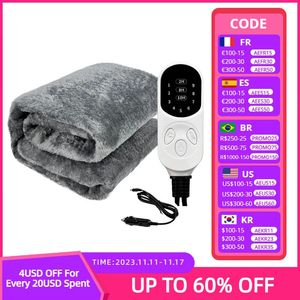 Electric Blanket Machine Washable Car Flannel 12V Heated Travel 9 Heating Level 3 Auto Off For Truck SUV RV Winter 231115