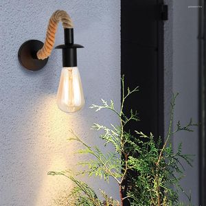 Wall Lamp American Country Rope Retro Light Sconce Beside Living Loft Lighting Stairs Vanity Indoor Lamps