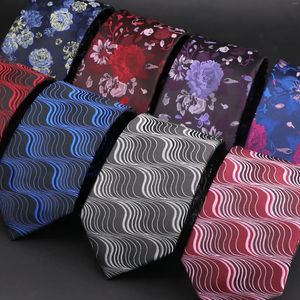 Bow -slipsar designade män slips 7 cm högkvalitativ jacquard vävd slips blomma konstellation våglinjer smoking skjorta cravat