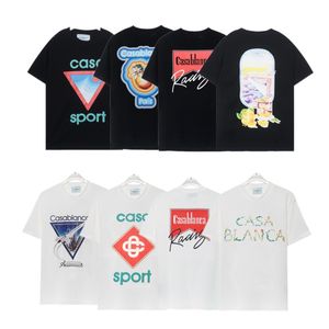 Mens Designer T Shirt Casablanca Tees Letter Rabbit Print Top Fashion Womens Print Sleeve Round Dound Dound Cloths بالإضافة إلى Tees XXL 3XL Size Size