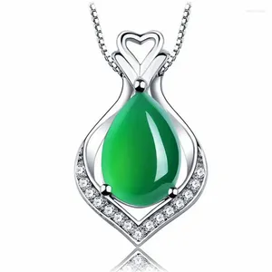 Wisiorki Ethic Crystal Green Naszyjnik do dziewczynki prezent urodzinowy Bright C Akcesoria Srebrne 925 Kobiety Choker Kobieta Bijou