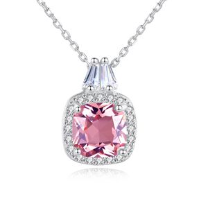 Collana con ciondolo gemma quadrata S925 Micro set in argento Collana squisita con zirconi Collana europea con colletto alla moda per donna Gioielli per feste di nozze Regalo di San Valentino SPC