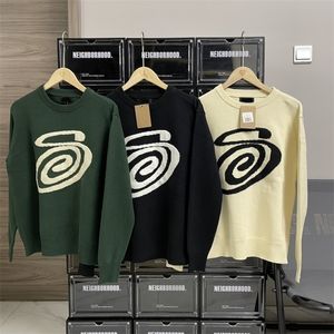 Men s Sweaters 22 West 680g wool Mosquito Incense S Letter Sweater Double sided Jacquard T Shirt vintage sweater 231114