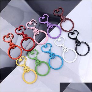 Hooks Rails Colorf Heart Shaped Lock Key Connector Clasps Keyrings Split Rings Diy Keychain Jewelry Making LX4890 Drop Delivery Ho Dhokb