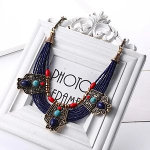 Chokers Trendy Ethnic Beads Stone Handwork Choker Necklace For Women Vintage Bohemian Boho Maxi Chunky Pendant Necklace Jewelry 231115