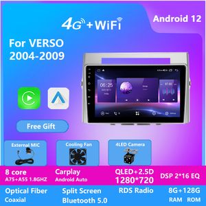 Android 12 Multimedia Video GPS Bluetooth Wi-Fi Radio Radio Free 2 DIN для Toyota Verso 2004-2009 MP5 Player