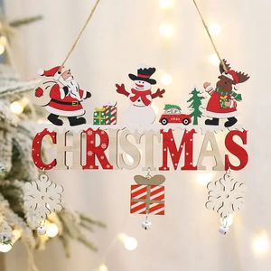 Decorative Objects Figurines Wooden Christmas Hanging Pendants Gnome Santa Claus Merry Decoration for Home Xmas Tree Ornaments 2024 Year Gifts 231114