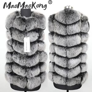 Women's Fur Faux Maomaokong 2023 coat Winter Leather Jacket Natural Long Sleeve Vest Parka Warm 231114