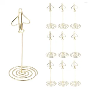 10Pcs Memo Clip Holder Table Number Name Card Desktop Metal Business Po Gold Plane Frame With Base