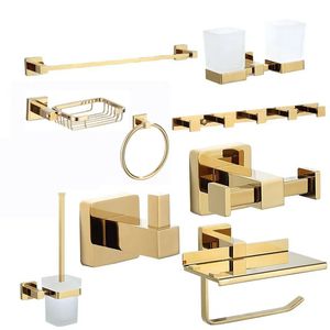 Set di accessori da bagno Bagno dorato di lusso Hardware in ottone Porta asciugamani Porta carta Gancio porta scopino Barra attività fila 231115