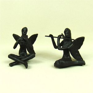 Decorative Objects Figurines Vintage Cast Iron Music Fairy Figure Butterfly Elf Miniature Ornament Craftworks Accessories for Home Decor and Birthday Gift 231114