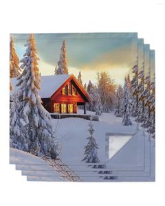 Столовая салфетка 4pcs Рождество Igloo Tree Square 50 см. Свадебная декора