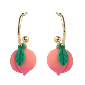 Dangle Chandelier 2021 Pink Peach Earrings Short Fashion Ear Jewelry Fruit Series For Women Drop Delivery Dhgarden Dhodc