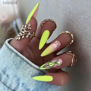 False Nails 24Pcs Almond False Nails Pointed Head Wearable Fake Nails Pink Leopard Print Design Stiletto Press on Nails Full Cover Nail Tips YQ231115