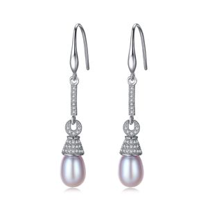 Pearl Dangle Küpeler S925 Gümüş Kulak Kancası 3A Zirkon Vintage Küpeler Avrupa Kadınları Uzun Küpe Mücevher Kadınları Düğün Partisi Sevgililer Günü Hediye SPC
