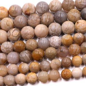 Loose Gemstones Clearance Natural Chrysanthemum Coral Jade Stone Beads Smooth Round Bead Gemstone For Jewelry Making DIY Bracelet Necklace