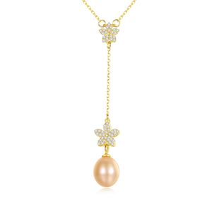 Pearl Pendant Naszyjnik S925 Srebrny 3A KWIATOWANIE CYRIKON Kwiat Vintage Naszyjnik Pleatowany 18 -karatowy złoty kołnierzyk Znakomita biżuteria Damskie przyjęcie Walentynki Gift SPC