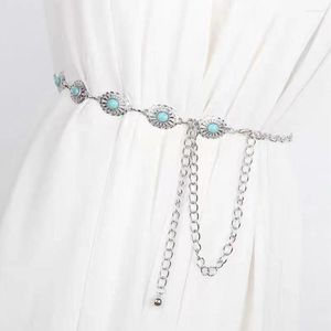 Bälten Fashion Casual Party Luxury Design Midjeband Geometrisk metallkedja Midjeband Byxa Dress Turquoise Decor Belt