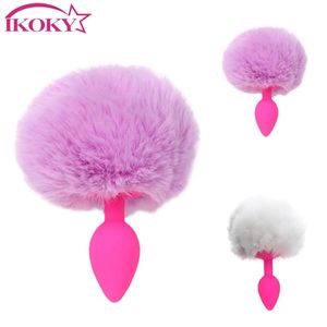 Juguetes anales Ikoky Plug Hairy Rabbit Tail Sex para parejas Mujeres Juguete erótico Tapon Butt Accesorios 231114