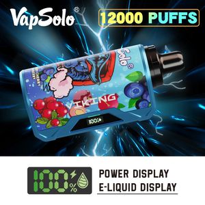 VAPSOLO Original Puff Vape 12000 PUFFS Einweg-Vaper Pen Mesh Coil 12K Puffs Pods Batterieleistung LCD-Bildschirmanzeige Luftstrom elektronische Zigarre Schnellste Lieferung