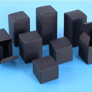 Jewelry Boxes 30-50Pcs/pcs W*W 3 4 5 6 7 8 9 10 H 4~13cm Black CardPaper Box 350gsm DIY Package For Toy Jewelry Gifts Glass Bottles Tubes Jar 231115