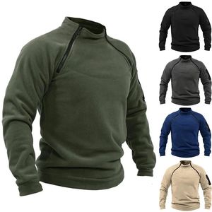 Mens Hoodies Moletons Tático Ao Ar Livre Polar Fleece Jaqueta Roupas de Caça Quente Zíper Pulôver Homem Casaco À Prova de Vento Térmico Caminhadas Camisola 231114